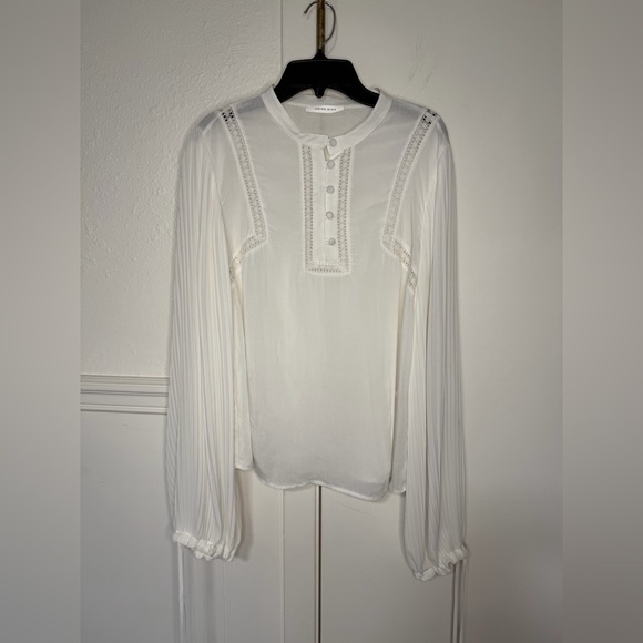 Anine Bing Plisse Flowy Blouse Long Sleeves Size SP - Picture 4 of 8